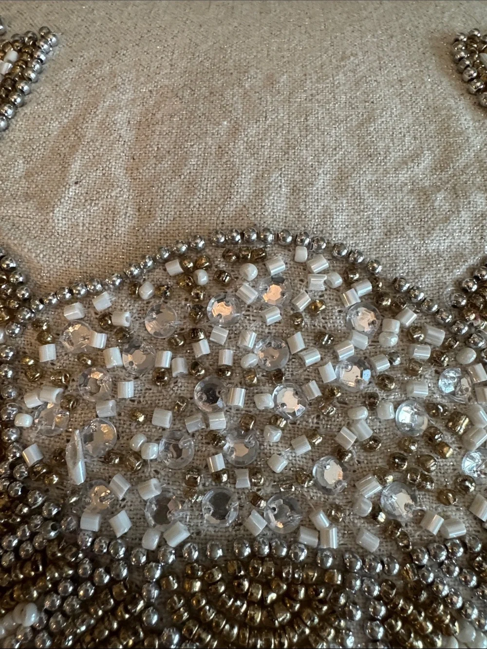 Beaded Crab Decorative Pillow - White and Gold